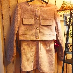 Light purple tweed skirt suit